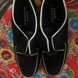Black Suede With Cream Trim Rockabilly Loafers Hush Puppies